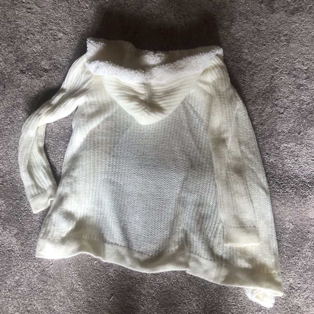 Women’s Signature Studio off-white hooded sweater cardigan